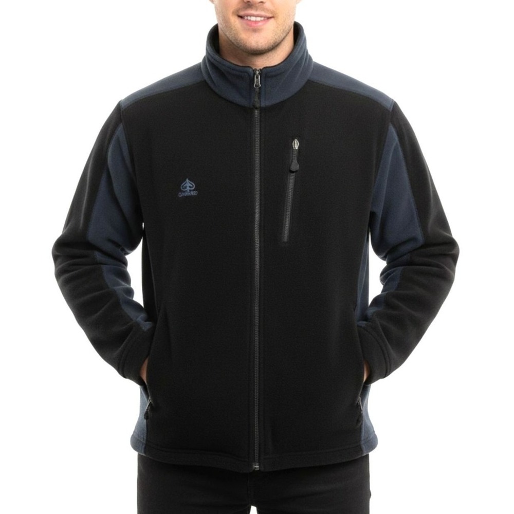 SDI‎ Men Medium Garland Golf Resort Full Zip Fleece Black Blue Pockets Warm